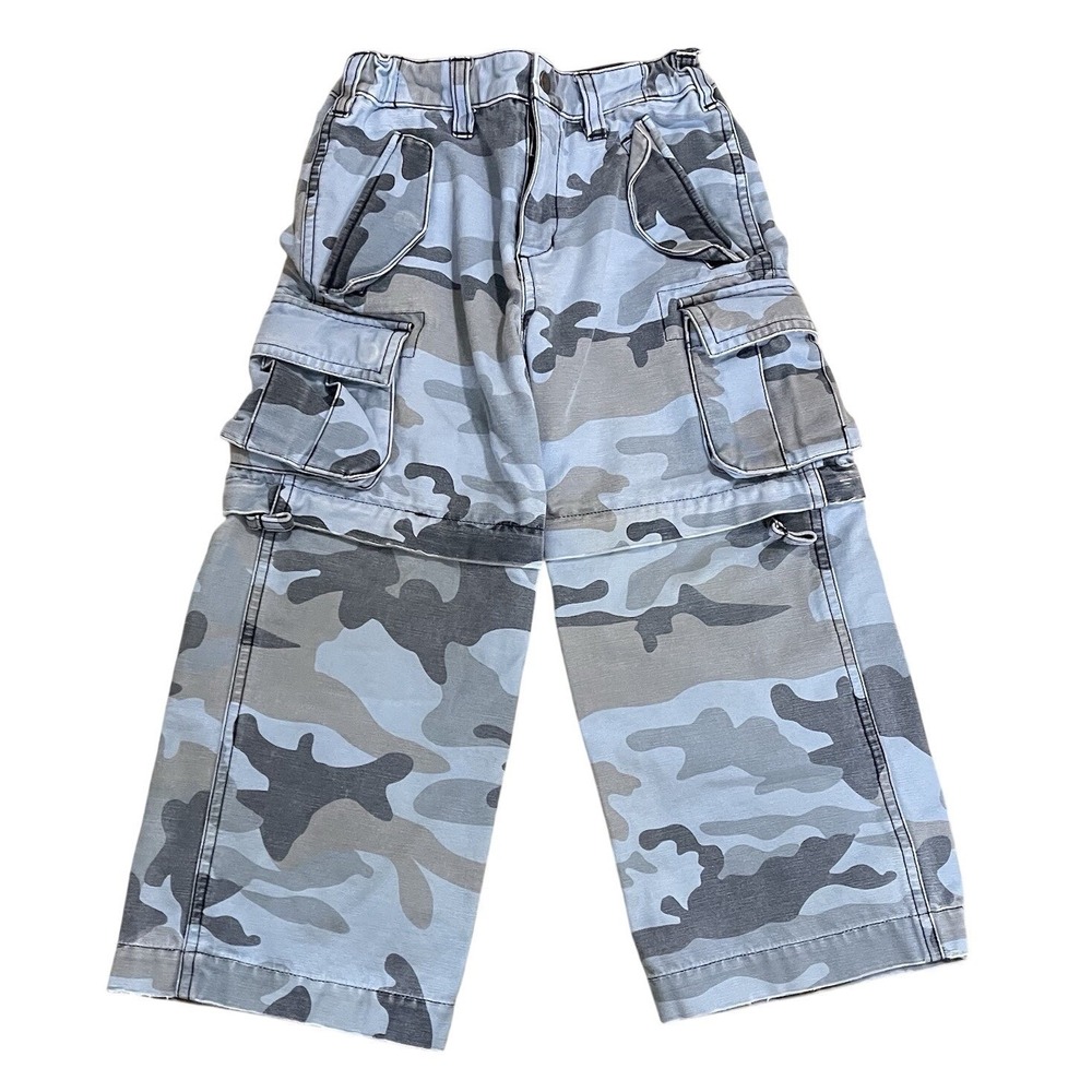 Y2K Missio Youth 4 Blue Camo Cargo‎ Pants Shorts Combo Skater Grunge Streetwear